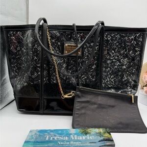 SOLD-DOLCE & GABBANA Black Lace Tote Bag with Pouch